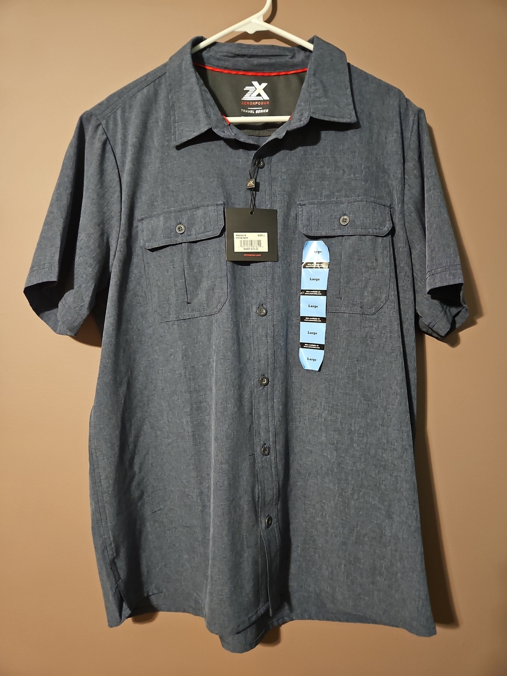 ZeroXposur Men's Short-Sleeve Button-Down Shirt in Chambray Blue